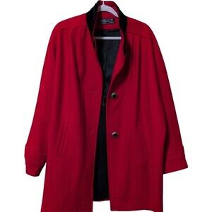 Vintage Russell Scott Red Wool Blend Coat velvet collar decorative buttons size